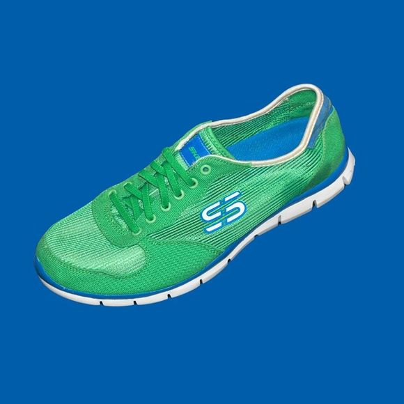 2012 Skechers Womens Flex 22162 Green Blue Running Shoes Sneakers Size 7 - Picture 1 of 8